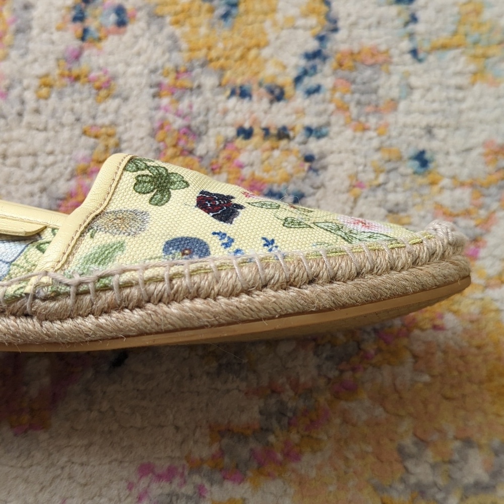 Gucci x Kris Knight Flora Knight Floral Canvas Espadrille Flats Citrus Yellow 38 - Picture 12 of 16